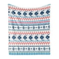 thumbnail image 1 of Ikat Soft Flannel Fleece Throw Blanket, Watercolor Style Creative Pattern with Shapes Print, Cozy Plush for Indoor and Outdoor Use, 50" x 70", Dark Sky Blue Coral, by Ambesonne, 1 of 5
