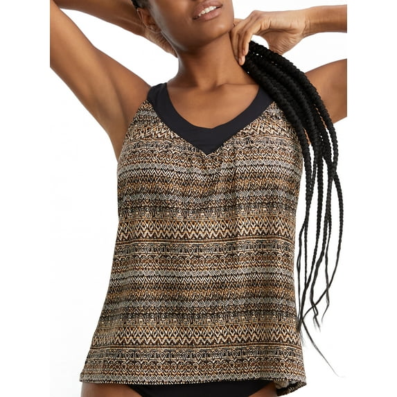 Ikat Stripe Underwire Tankini Top Swimsuit