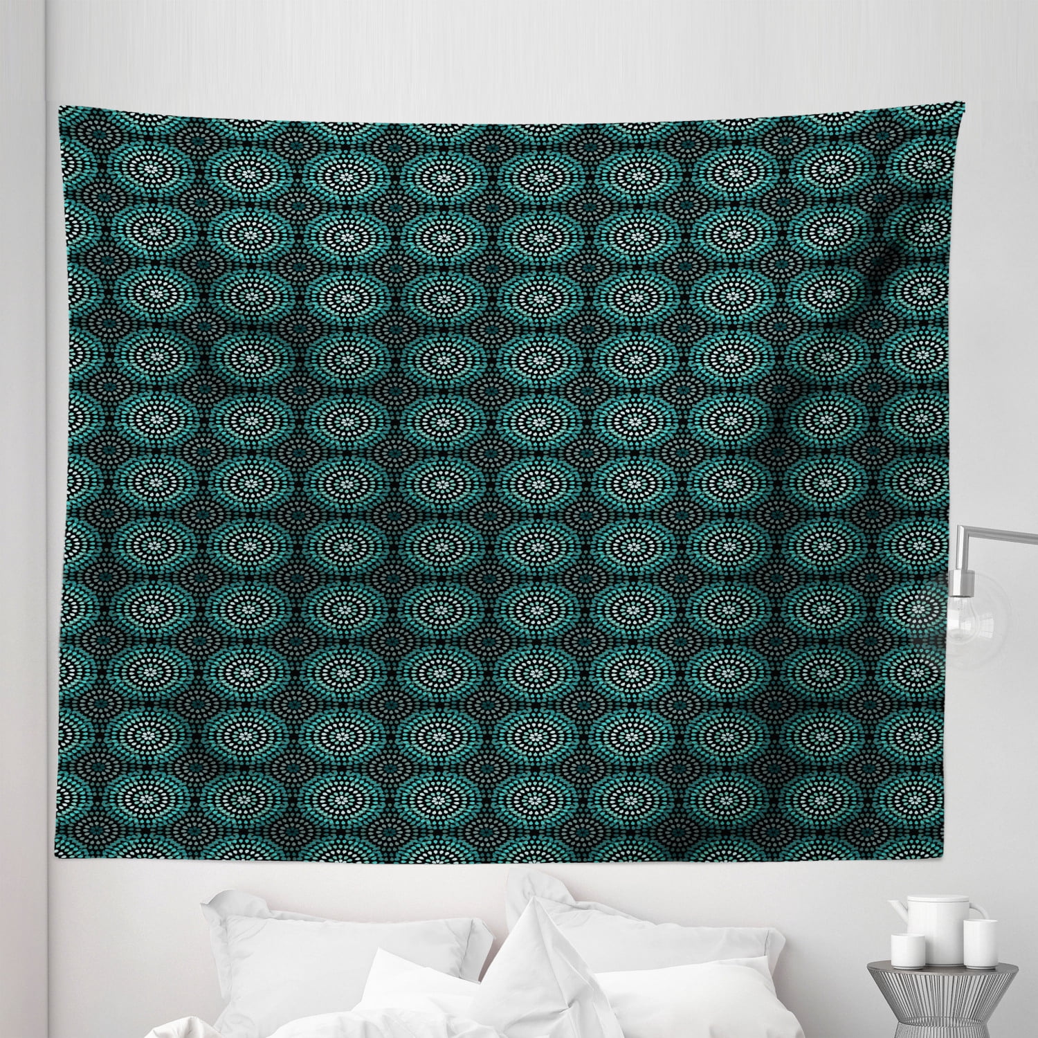 Ikat Tapestry Retro Style Floral Composition With Dotted Motifs Native Photo Inspiration
