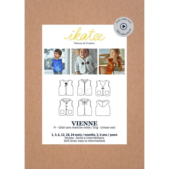 Ikatee Sewing Pattern Baby Vienne Vest Baby, Kids 1 Month - 4 Years Waistcoats