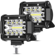 Ikaufen 2PCS 4 Inch 12V 120W LED Work Light Bar Flood Pods Driving Off-Road Tractor 4WD
