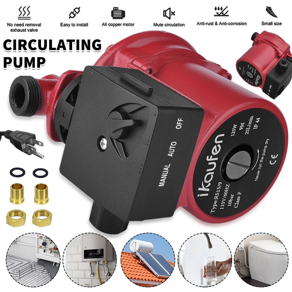 Trupow 3/4 NPT 110V Hot Water Circulation Pump - 3-Speed, Cast Iron, For Home & Building Water Pressure (Max Flow 30L/min)