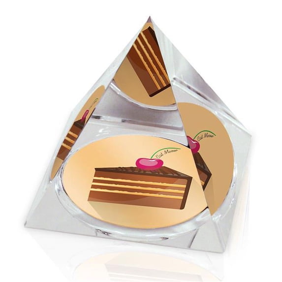Ike & Zelda Cherry-Chocolate CakePY Cherry Chocolate Cake Design on 2 in. K9 Quality Optical Grade Crystal Pyramid