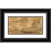 Ike no Taiga 2x Matted 24x16 Black Ornate Framed Art Print 'Landscape with Yueyang Tower'