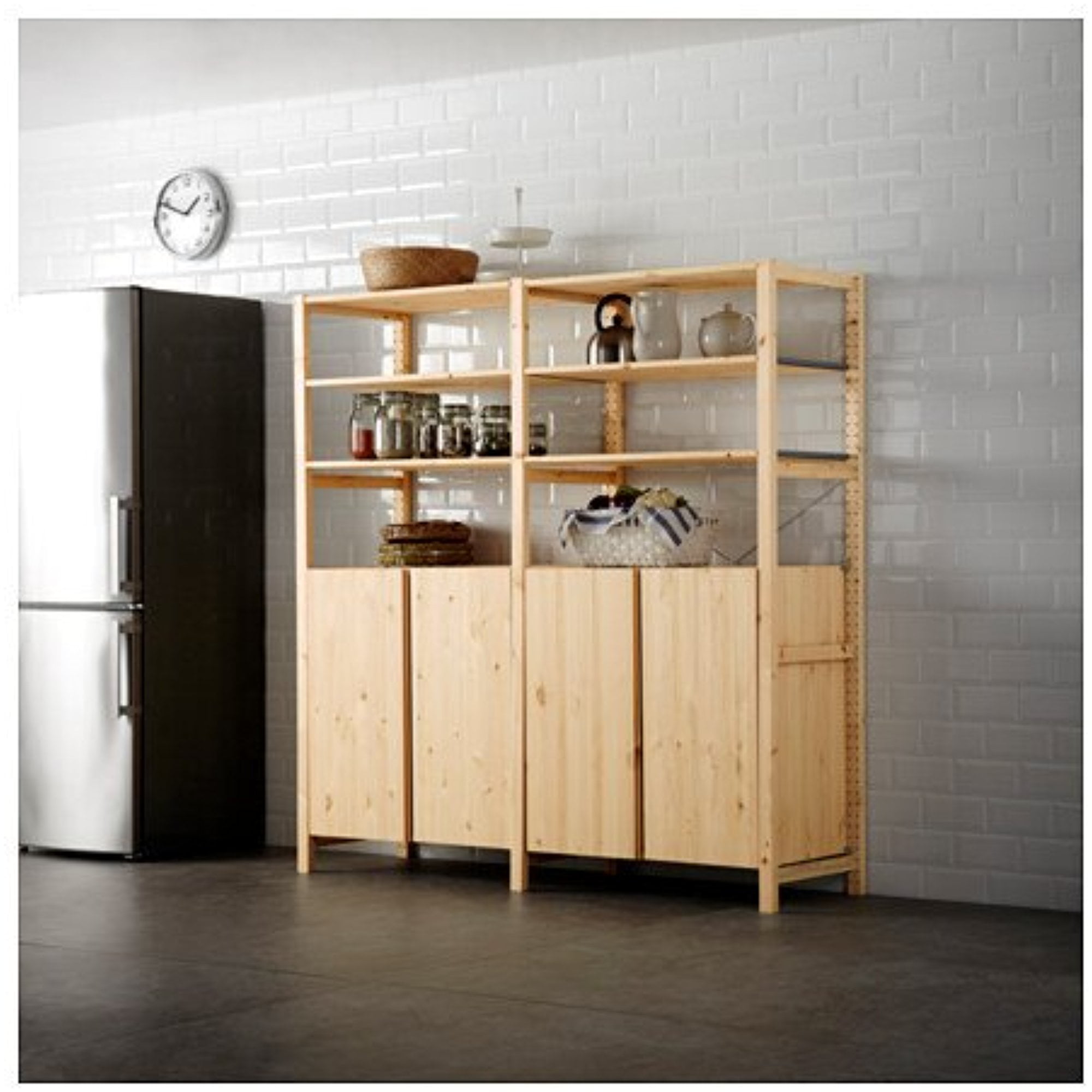 IVAR 2 section shelving unit w/cabinet, pine, 681/2x113/4x701/2 - IKEA
