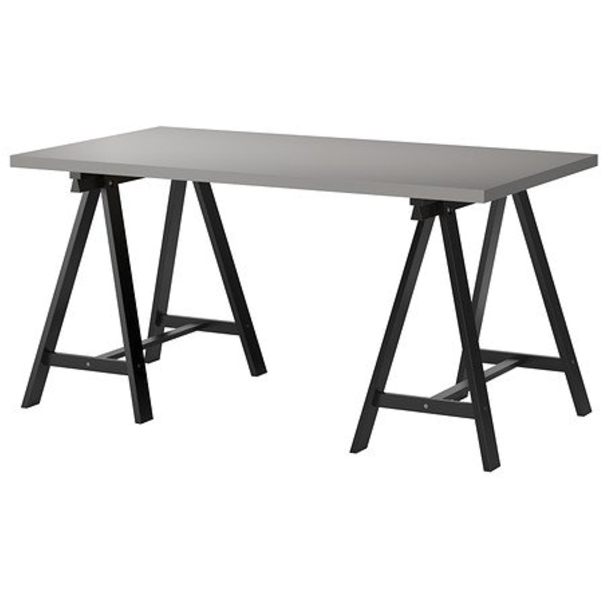 Ikea Computer Table, gray top, black trestle 59x29 1/2 ", 223838.11115.