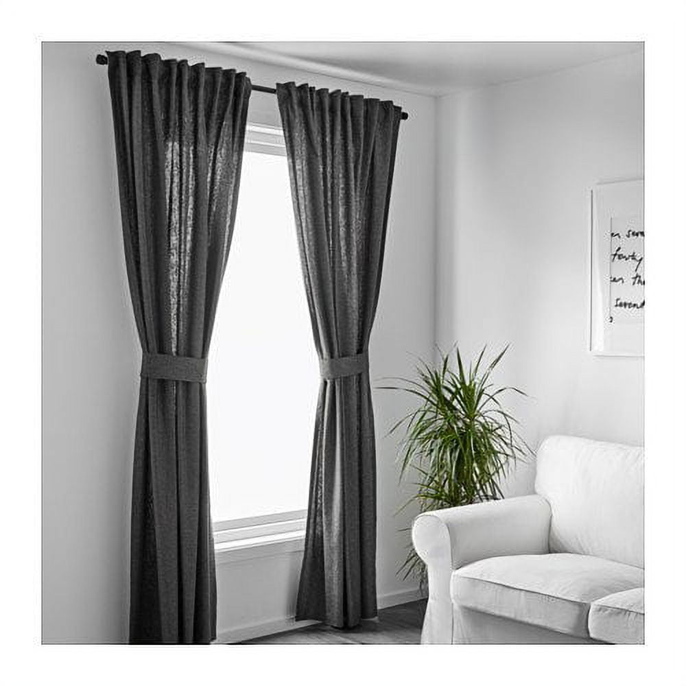 Ikea Curtains with tie-backs, 1 pair, dark gray , 57x98 \, image size:1000x1000