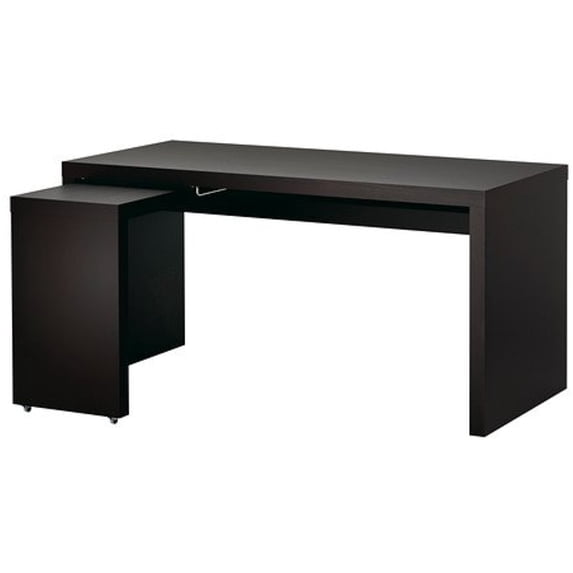 Ikea Desk with pull-out panel, black-brown 26210.5145.188