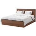 thumbnail image 1 of Ikea King Size High bed frame/4 storage boxes, brown stained ash veneer, Lönset 16204.17235.226, 1 of 1