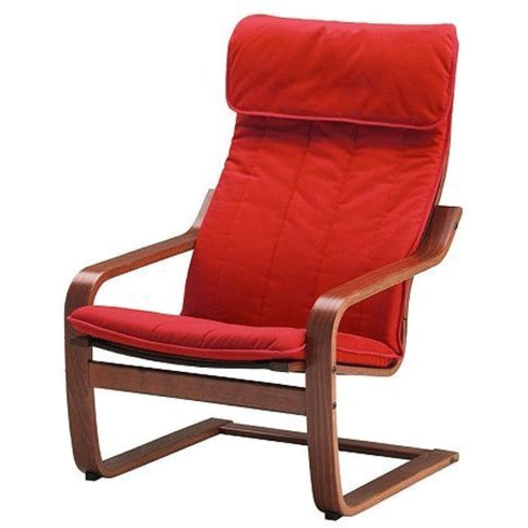 Ikea Poang Chair Armchair with Cushion Red Cover and Frame