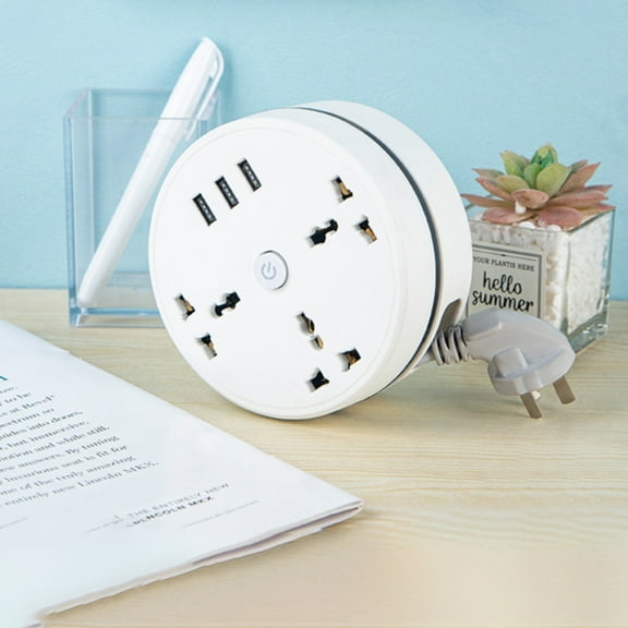 Ikeay 1-Pack Power Strip with 3 Sockets And 3 Usb Ports, 2500W 10A Rating, 6.5 Ft Retractable Extension Cord, Overload Protection for Travel, Home, Dorm, Or Office Use