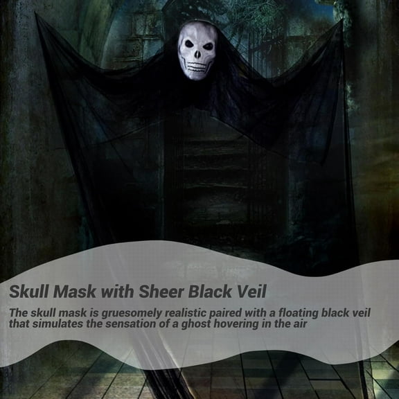 Ikeay 1-Piece Flying Ghost Hanging Animated Prop Halloween Decoration for Yard Outdoor Indoor Party Scary Decor