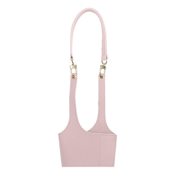 Ikeay 1*Self-Adhesive Leather Cup Holder, Coffee Cup Holder Tea Cup Protective Sleeve Water Bottle Holder Pu Leather Pouch Outdoor Camping Shopping Travel Cup Sling, Glass&Bottle