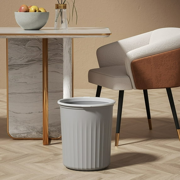 Ikeay 10L Gray Press Ring Plastic Trash Can with Lid, Modern Wastebasket for Bathroom, Bedroom Or Office, Durable Odor Control Garbage Bin