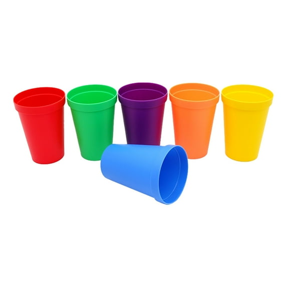 Ikeay 12 Cups, Early Childhood Education Kindergarten Drinking Water Cup Plastic Cup Rainbow Cup Travel Camping Six Color Plastic Cup, Plastic Cups