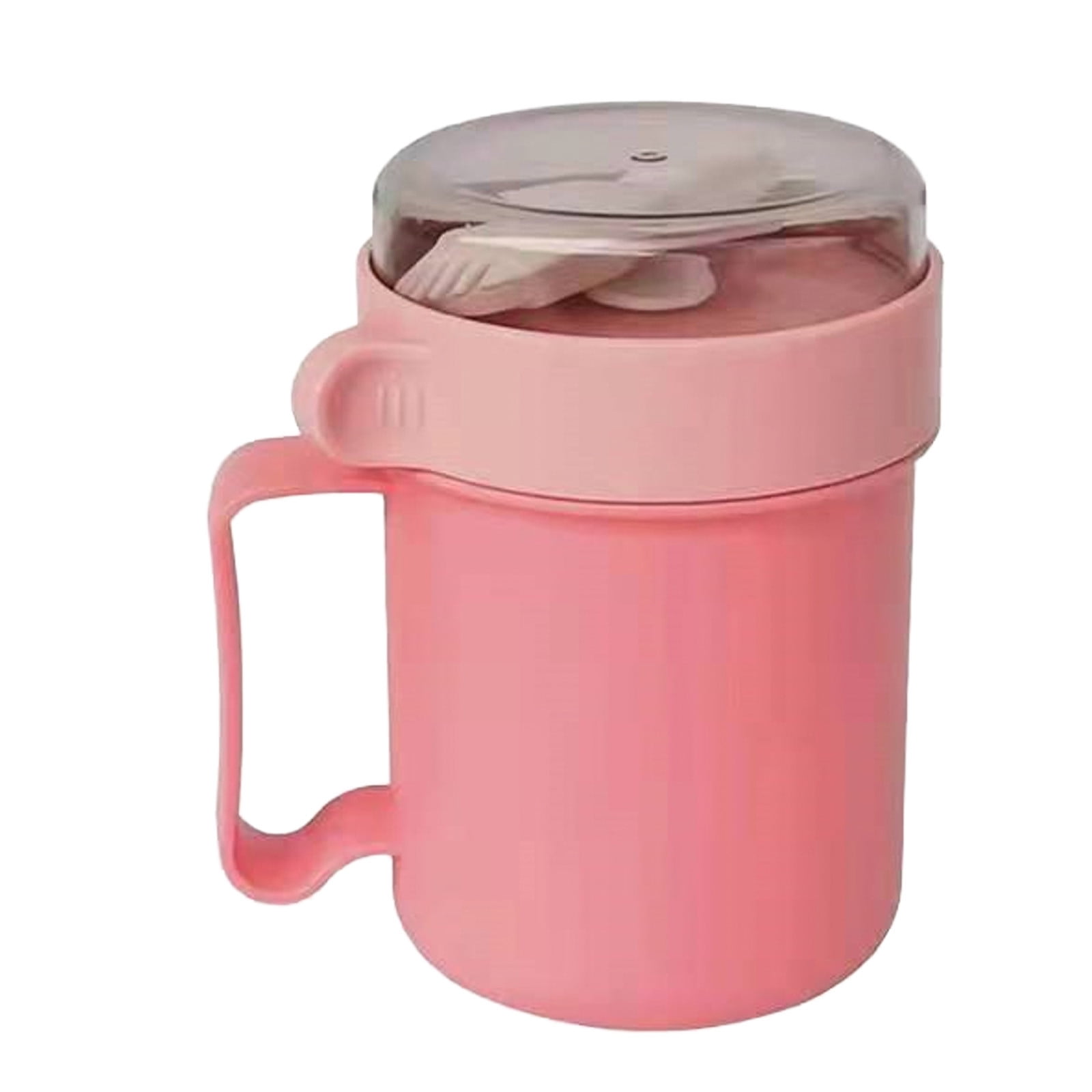 Ikeay 1Pc Breakfast Cup, 500M Plastic Portable Soup Cup with Lid Lunch ...