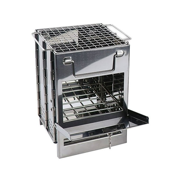 Ikeay 6.30" Charcoal Folding Outdoor Square Stainless Steel Barbecue Grill