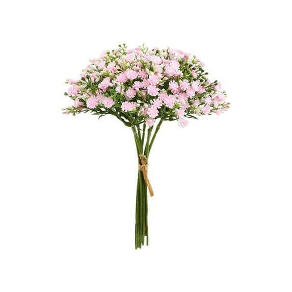 Ikeay 7-Stem Artificial Baby's Breath Bouquet, White Gypsophila Silk Flowers for Wedding Centerpiece Home Table Decoration Pink