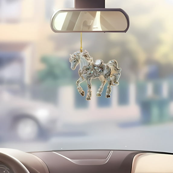 Ikeay Acrylic Horse Christmas Ornament Set of 4, 2025 Christmas Tree Decor, Car Pendant, Home Holiday Hanging Decoration