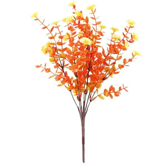 Ikeay Artificial Autumn Flower Stem, Realistic Faux Plastic Fall Decor for Indoor Outdoor Home Table Centerpiece Porch Decoration Orange