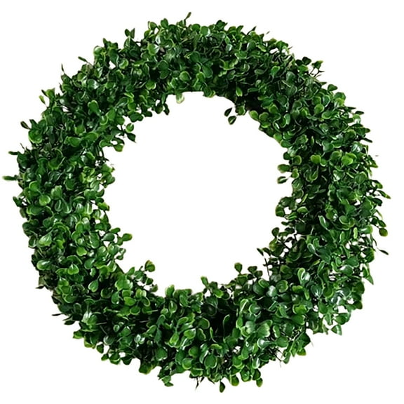 Ikeay Artificial Boxwood Wreath, 30 Inch Green Decorative Hanging Greenery for Door, Wall, Fireplace, Indoor Outdoor Use (1-Wreath) Green