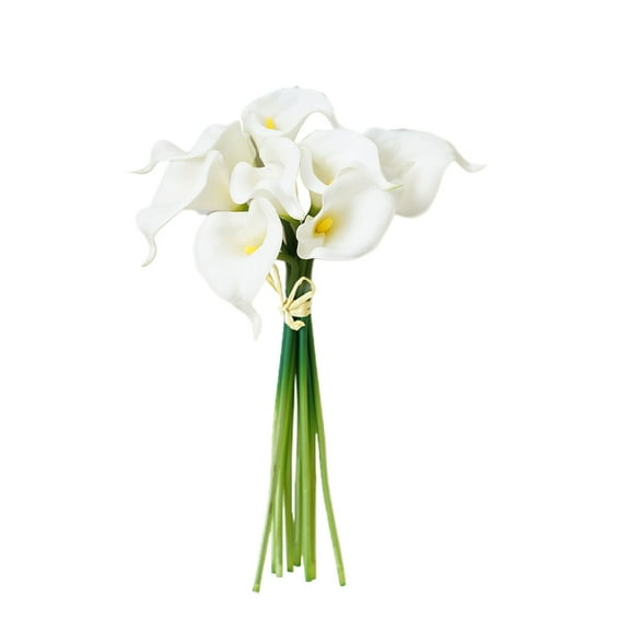 Ikeay Artificial Calla Lilies Bouquet 8-Stem, Faux White Flower Arrangement in Vase for Home Table Centerpiece, Wedding Dining Decor White