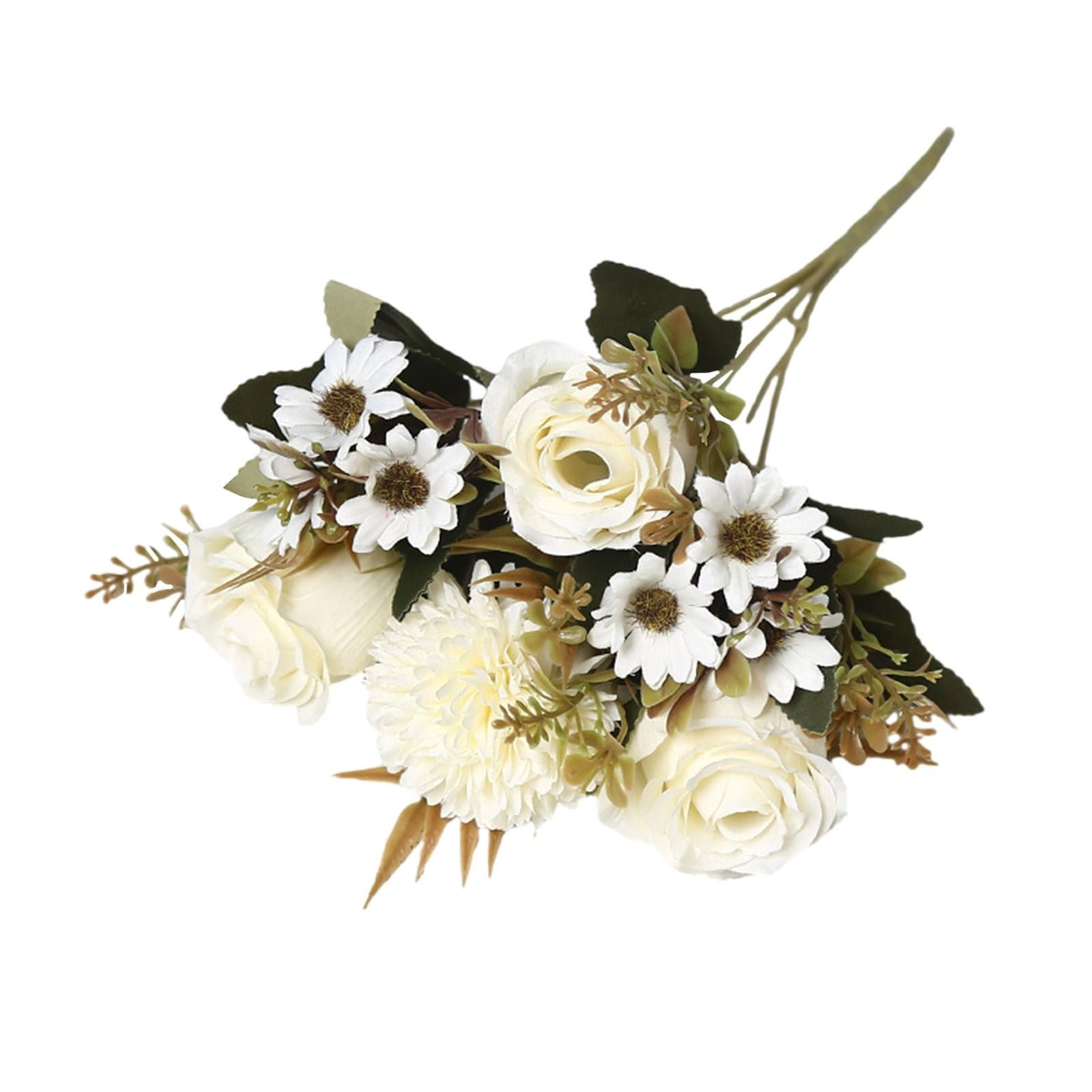 Ikeay Artificial European Roses Bouquet, Realistic Cloth Flowers for ...