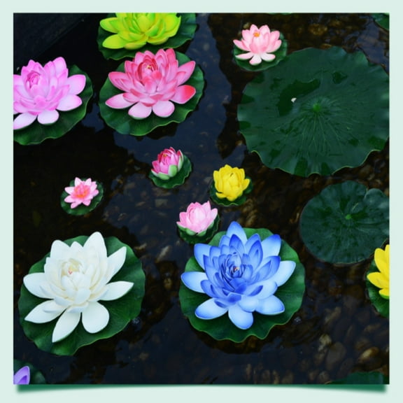 Ikeay Artificial Floating Foam Flower with Water Lily Pad - Lifelike Ornament for Pond, Pool, And Aquarium - Garden Wedding Party Decor