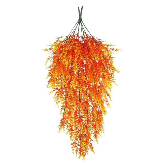 Ikeay Artificial Lavender Hanging Plant, Purple Faux Flower Vine for Spring Home Garden Wedding Decor, Wall Porch Decoration Orange