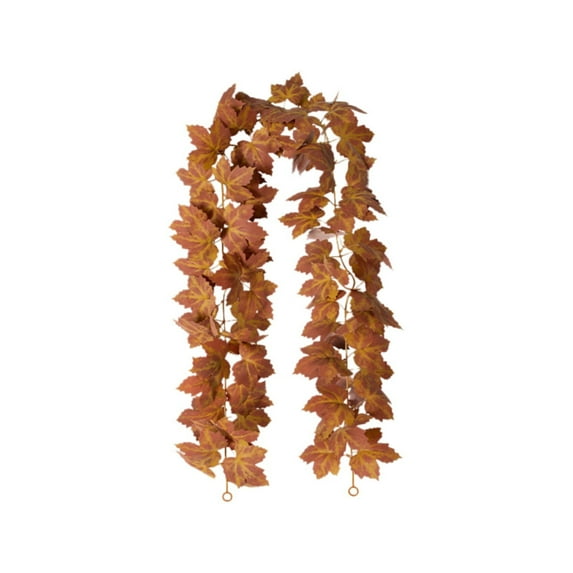Ikeay Artificial Maple Leaf Vine Garland, 6Ft Autumn Fall Hanging Decoration for Indoor Outdoor, Thanksgiving Halloween Christmas Door Wall Fireplace Decor