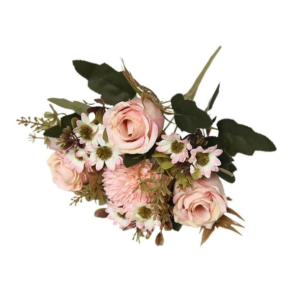 Ikeay Artificify European Roses Bouquet, Realistic Cloth Artificial Flowers for Home Decor, Wedding Centerpieces, Wall Arrangements, Photography Backdrop (1 Bouquet) Gold