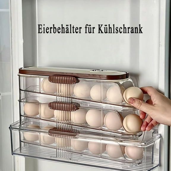 Ikeay Automatic Rolling Egg Dispenser, Stackable Egg Container for Fridge Storage, Space-Saving Foldable Design, 1-Piece