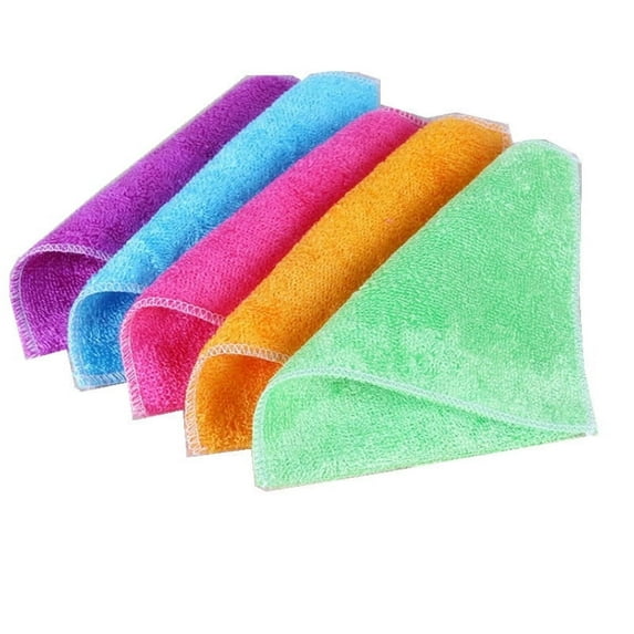 Ikeay Cleaning Cloth, 5Pc Kitchen Cloth Colored Fiber Small Square Towel Oil Dishwashing Towel Thickened Cleaning Towel Dishwashing Cloth, Kitchen Rag