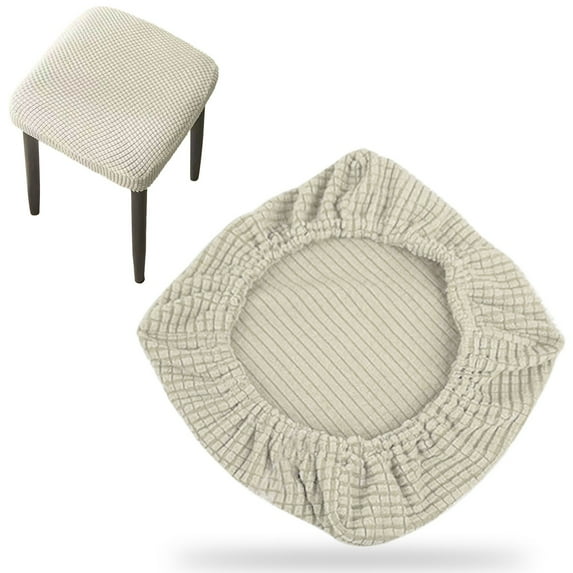 Ikeay Clearance High Elastic Stool Cover Beige A,Vanity Stool Covers Square Dining Chair Seat Covers for Wedding Party Bar Hotel Stretch Stool Cover with Non Slip Design,Stool Cover*1Pc