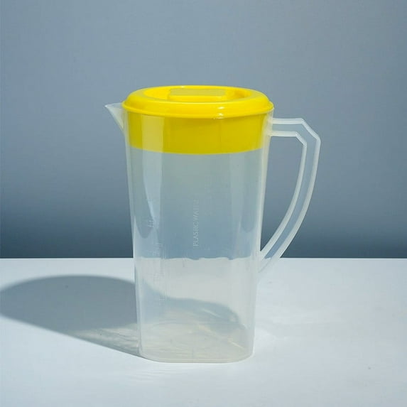 Ikeay Cold Water Kettle| Plastic Pitcher with Lid Carafes Mix Drinks Water Jug for Hot/Cold Lemonade Juice Beverage Jar Ice Tea Kettle (81Oz White), Kettle, Yellow