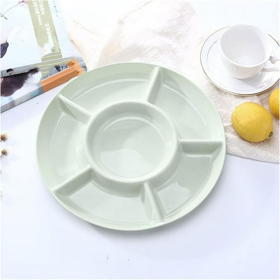 Ikeay Divided Snack Tray Food Grade Pp Plastic Multi-Compartment Serving Platter for Party Fruits Nuts Candy And Dried Fruits with Removable Inserts Dishwasher Safe And Stackable Design