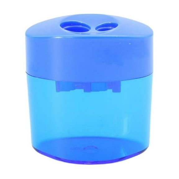 Ikeay Double Hole Pencil Sharpener, Creative Portable Plastic Sharpener for Students, Cute Stationery Tool for Thick & Thin Pencils, 1-Piece Blue