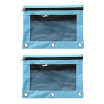 Ikeay Double Zipperpencil Bag Transparent Mesh File Pouch Case Zip Pencil Bags Pencil Cases with Enforced Hole 3 Ring,Pencil Case,Stationery Bag,Clearance Sale