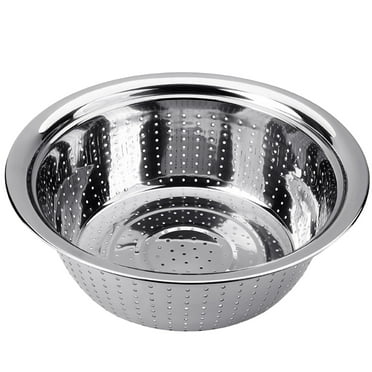 Ikeay Drain Basin, Stainless Steel Rice Washing Bowl Versatile Colander and Kitchen Strainer with Side Drainers for Rice Vegetables Fruit, Strainers