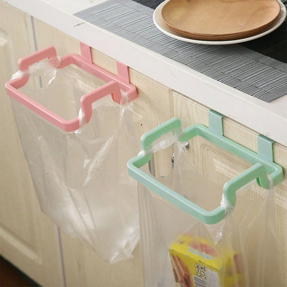 Ikeay Hanging Garbage Bag Holder with Hook Design for Kitchen Cabinet Doors Portable Space-Saving Trash Bag Storage Organizer Easy Installation No Nails Needed