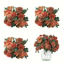 Ikeay Homdox Artificial Hydrangea Flower Bouquet, 16-Pack Fall Home Decor, Realistic Floral Arrangement for Table Centerpiece Wedding Garden Decor Orange