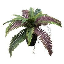Ikeay Lifelike Artificial Fern Plant, Faux Greenery for Indoor Outdoor Planter Large, Realistic Plastic Fern for Home Garden Decor Purple