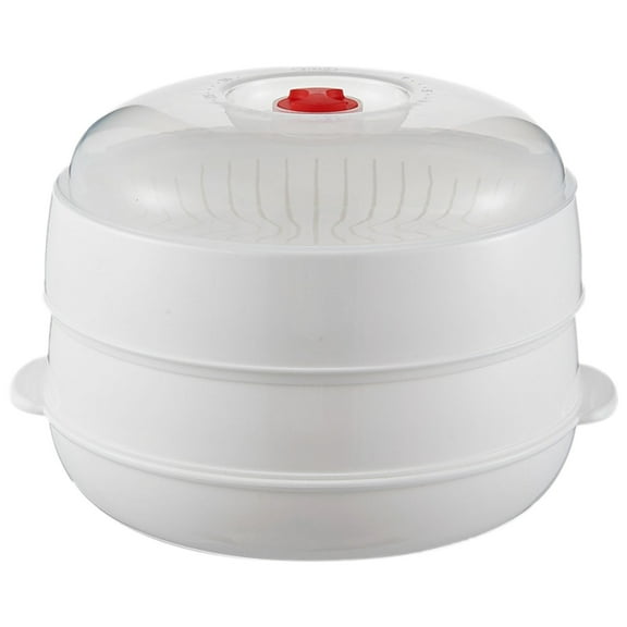 Ikeay Microwave Oven Steamer with Transparent Lid - Multifunctional Vegetable And Dumpling Cookware Dish with Vent Holes for Even Cooking - Bpa Free, Stackable