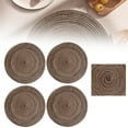 thumbnail image 1 of Ikeay Placemat| Round Placemats Set Of 4 Round Table Placemats Braided Cotton Place Mats 15 Inch for Kitchen Dining Table Holiday Party, 4X Placemats, Brown, 1 of 8