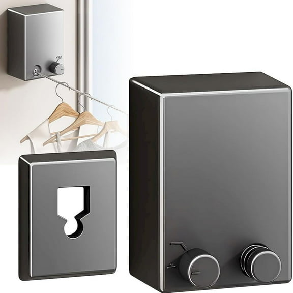 Ikeay Retractable Clothesline Stainless Steel 13.77Ft Wall Mounted Indoor Outdoor Laundry Line Holds 44Lbs Heavy Duty for Apartment Balcony Bathroom Rv