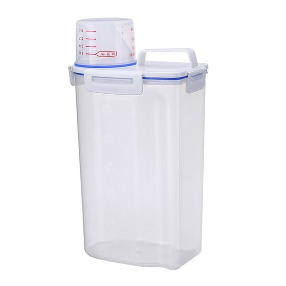 Ikeay Rice Storage Box, Rice Containers Airtight Large Capacity Plastic Clear Measuring Cup Rice Storage for Kitchen 1.5L/3L, Food Storage