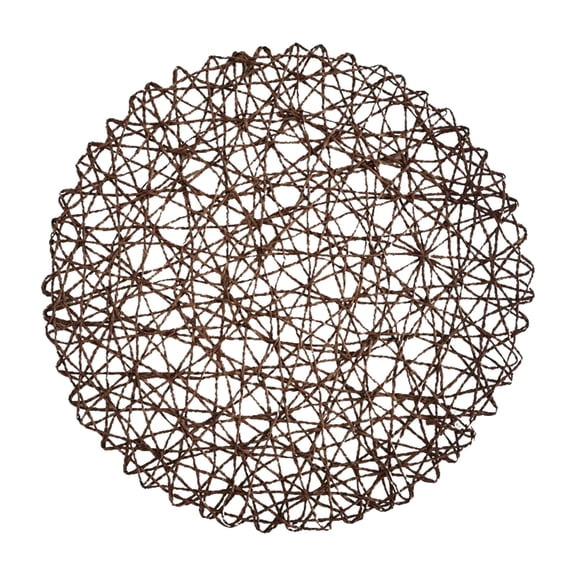 Ikeay Set of 3 Round Woven Paper Cord Placemats, Metallic Braided Table Mats for Dining, Parties, Weddings, And Home Decor