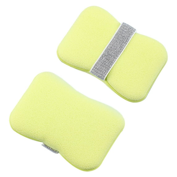 Ikeay Soap-Infused Exfoliating Sponge 1-Pack, Cotton Body Pouf with Pocket & Hand Strap, Gentle Dead-Skin Remover for Men & Women Yellow