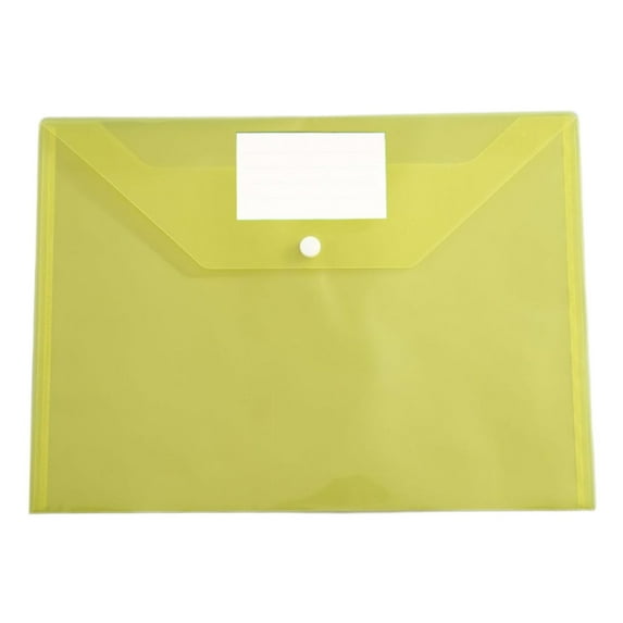 Ikeay Transparent File Folders with Label Pockets, A4 Letter Size Plastic Document Envelopes, Snap Button Closure for Home Office Organizing, 1-Pack