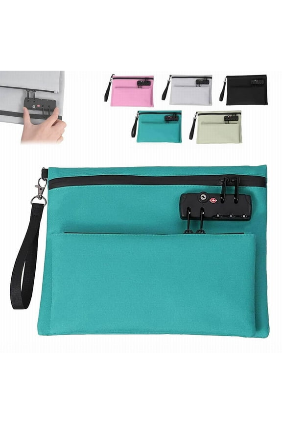 Travel Lock Bag with Combination Lock Forest Green Anti Theft Crossbody Pouch for Passport, Cash, Phone, Festival, Cruise, Commute